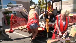 Horny blonde construction worker Zoey Holiday fucks business man