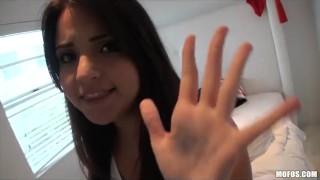 Slutty brunette Latina Cara Swank wants to fuck her BF on camera