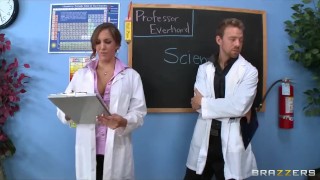 Busty brunette chem student Kiera King fucks her lab partner