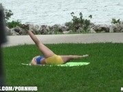Preview 1 of Flexible blonde yoga girl is picked up at the park for a quick fuck