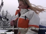 Preview 1 of Busty blonde skier is paid to come back to the lodge and fuck