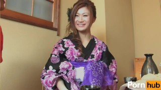 Japanese kimono lady, Maki Hojo sucks dicks, uncensored