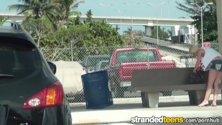 Stranded Teens - Dani Desire sucks cock in traffic