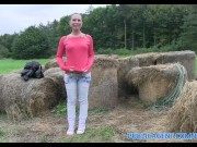 Preview 4 of PublicAgent Alicia bent over and fucked over a haystack outside