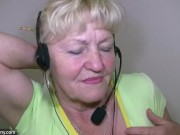 Preview 1 of Chubby Grandma does strip in home gym
