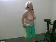 Preview 3 of Chubby Grandma does strip in home gym