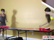 Preview 1 of Two beautiful girls play strip  pong