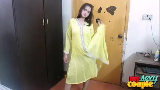 Indian wife caught masturbating gets real orgasm and massive creampie