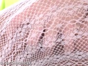 Preview 2 of Natural titted babe Suzie playing with sticky fingers in lace stockings