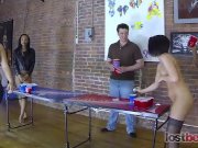 Preview 1 of 4 Beautiful girls play a game of strip  pong