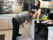 Preview 5 of Kitchen sex, I squirt twice he licks it off the floor