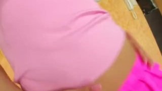 Give Me Pink Katy fingers pussy and spreads lips for a big banana