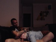 Preview 2 of Emmarae getting a hardcore cream pie fuck in the living room