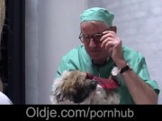 Preview 2 of Big boobs pimp sucking ancient dick of old vet