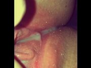 Preview 4 of Pushing his big deep cum out my bbw pussy