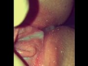 Preview 5 of Pushing his big deep cum out my bbw pussy