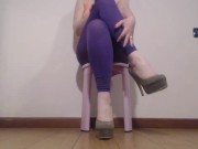 Preview 1 of feet fetish, high heels, leggings, nails with nail polish