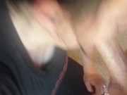 Preview 4 of Pretty wife sucks big dick to gargle and swallow cum! Deepthroat Pov!