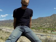 Preview 2 of Pissing jeans near a public highway