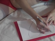 Preview 5 of Musical clip DuBarry visiting card Heart. Brunette sexy red lingerie