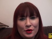 Preview 1 of Busty british redhead dominated with roughsex