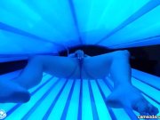 Preview 3 of teen latina college student gives lesbian pussy a massage in tanning bed