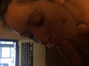 Preview 4 of Homemade Trailer sloppy blow job Brunette rubbing wet pussy~~