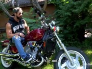 Preview 2 of Maskurbate Hunky Biker Jerks Dick Outside