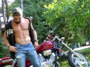 Preview 3 of Maskurbate Hunky Biker Jerks Dick Outside