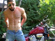 Preview 6 of Maskurbate Hunky Biker Jerks Dick Outside