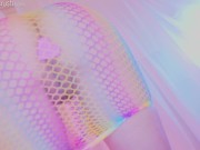 Preview 4 of Rainbow Cherry - Fishnet Booty, Butt plug and Blowjob