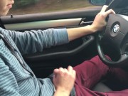 Preview 2 of Little Chris jerks off driving us to Grandma's house