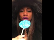 Preview 2 of ASMR - Sucking Licking Moaning - Leather Jacket - EbonyLovers