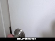 Preview 1 of SisLovesMe - Creeping on StepSis In The Shower To Fuck