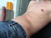 Preview 1 of Pissing on my jeans with my big boner