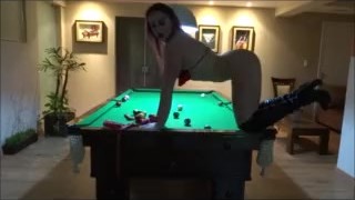 Striptease at the billiard table - Hot brazilian striper hot ass