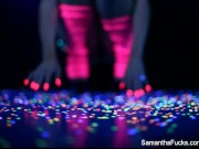 Preview 3 of Colorful blacklight teasing with Samantha Saint
