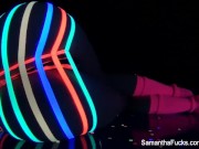 Preview 6 of Colorful blacklight teasing with Samantha Saint