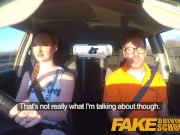 Preview 1 of Fake Driving School pink nipples big tits redhead kinky girl gets a facial