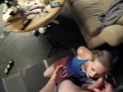 Preview 4 of POV Blowjob-- Cum In Mouth-- Real Couple- Swallow