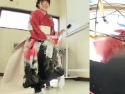 Preview 3 of Subtitled Japanese kimono pee desperation failure in HD