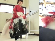 Preview 5 of Subtitled Japanese kimono pee desperation failure in HD
