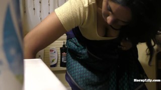 South Indian Maid Cleaning And Showering 
