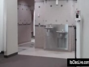 Preview 1 of Flithy Coed Its Cleo Plays with Her Pussy in Gym Bathroom