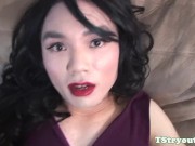 Preview 5 of Casting ladyboy amateur wanking her dong