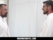 Preview 1 of 🔥❤️MormonBoyz-Two bearded daddies double fuck a horny Mormon recruit