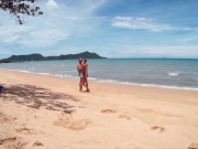 Preview 1 of Public blowjob and fuck on the nudist tropical beach video from foxandfoxy