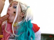 Preview 6 of SUICIDE SQUAD - HARLEY QUINN Cosplay throat FUCK and snal creampie eating.