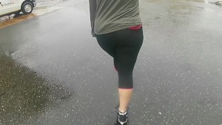  in the Rain ~A Velvet Short~ Pale Curvy Red Head PAWG Walking