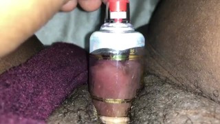 Black girl suction cup on clit